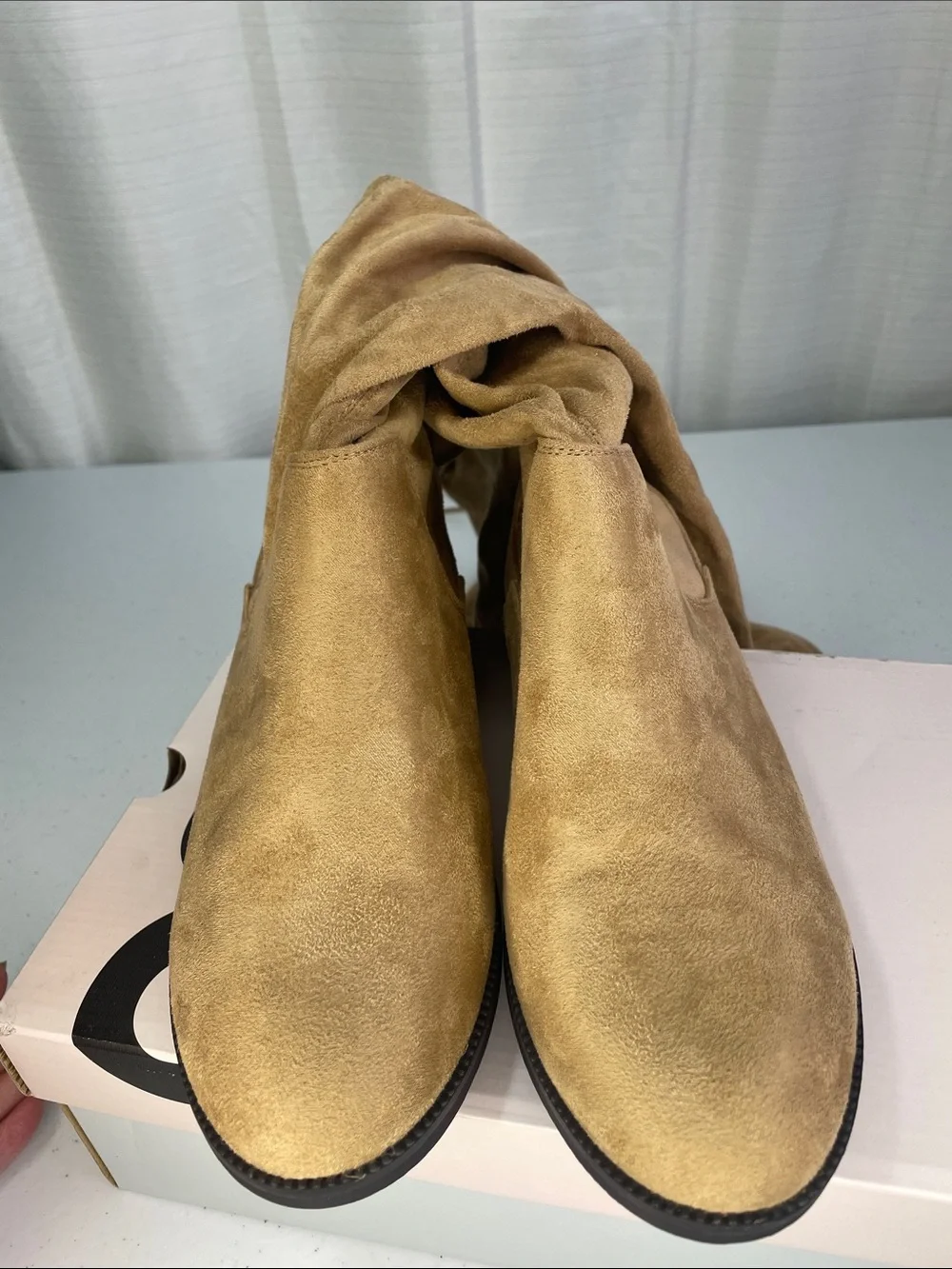 SO Over-the-Knee Suede Boots in Tan